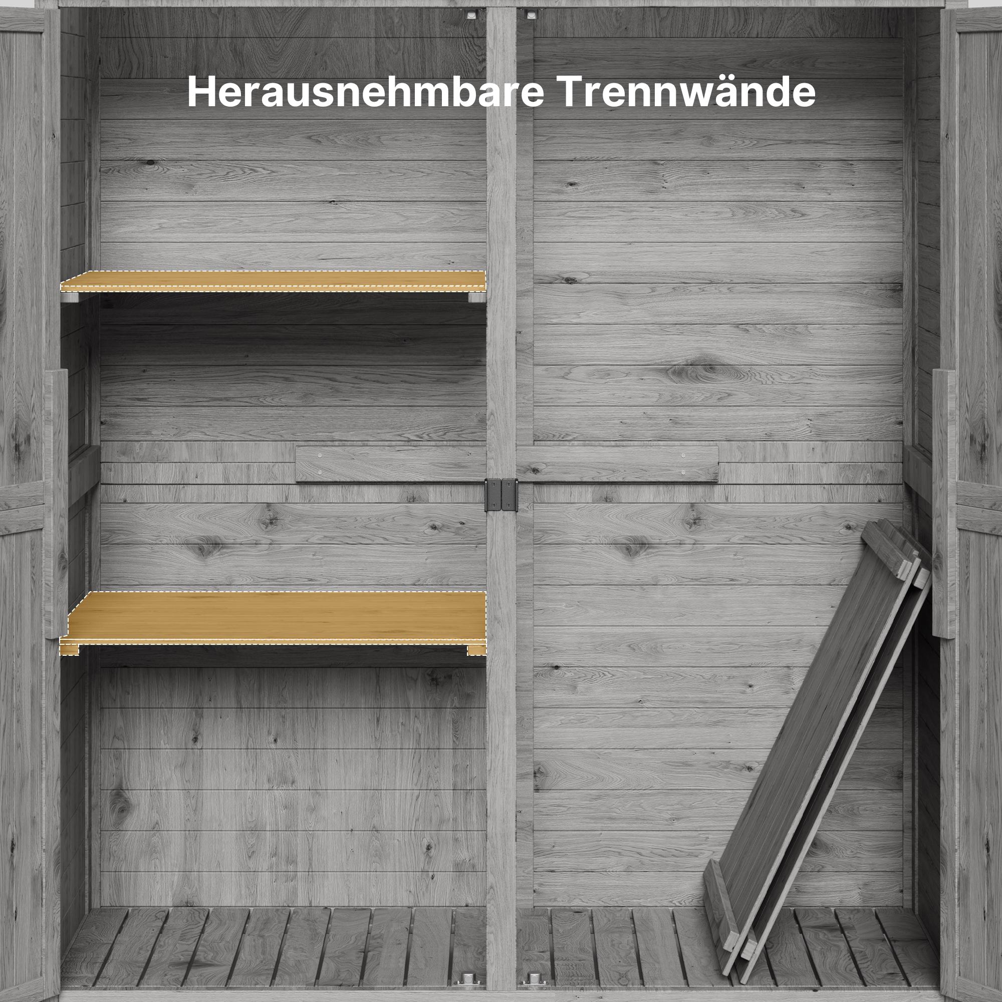 Bealife CC40 Schmaler Holz Geräteschuppen 140×44×162 cm, abschließbar mit abnehmbaren Fachböden und wasserdichtem Dach für Garten & Terrasse