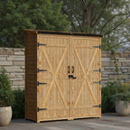Bealife CC40 Schmaler Holz Geräteschuppen 140×44×162 cm, abschließbar mit abnehmbaren Fachböden und wasserdichtem Dach für Garten & Terrasse
