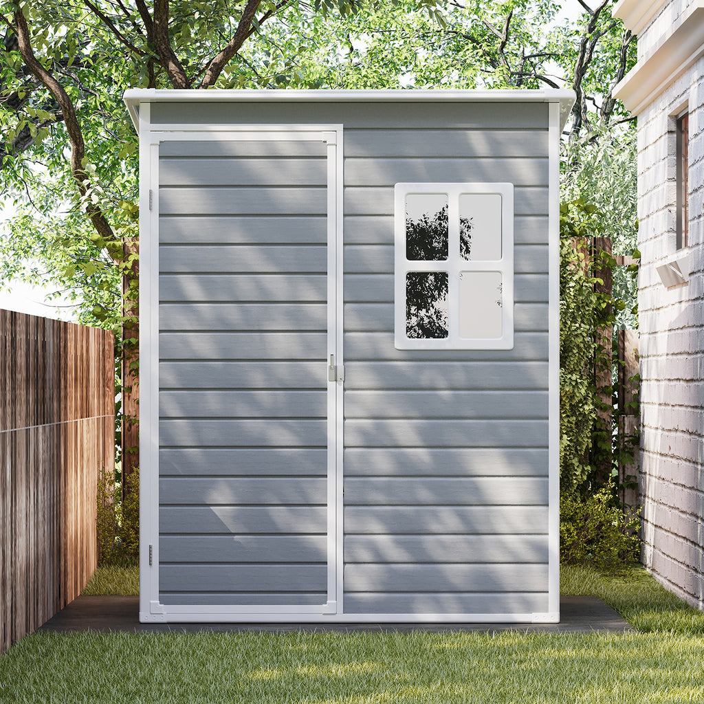 Bealife CC72 Metall Geräteschuppen mit festem Boden  & Fenstern - 146×104 ×186 cm, wetterfest für Garte Geräte