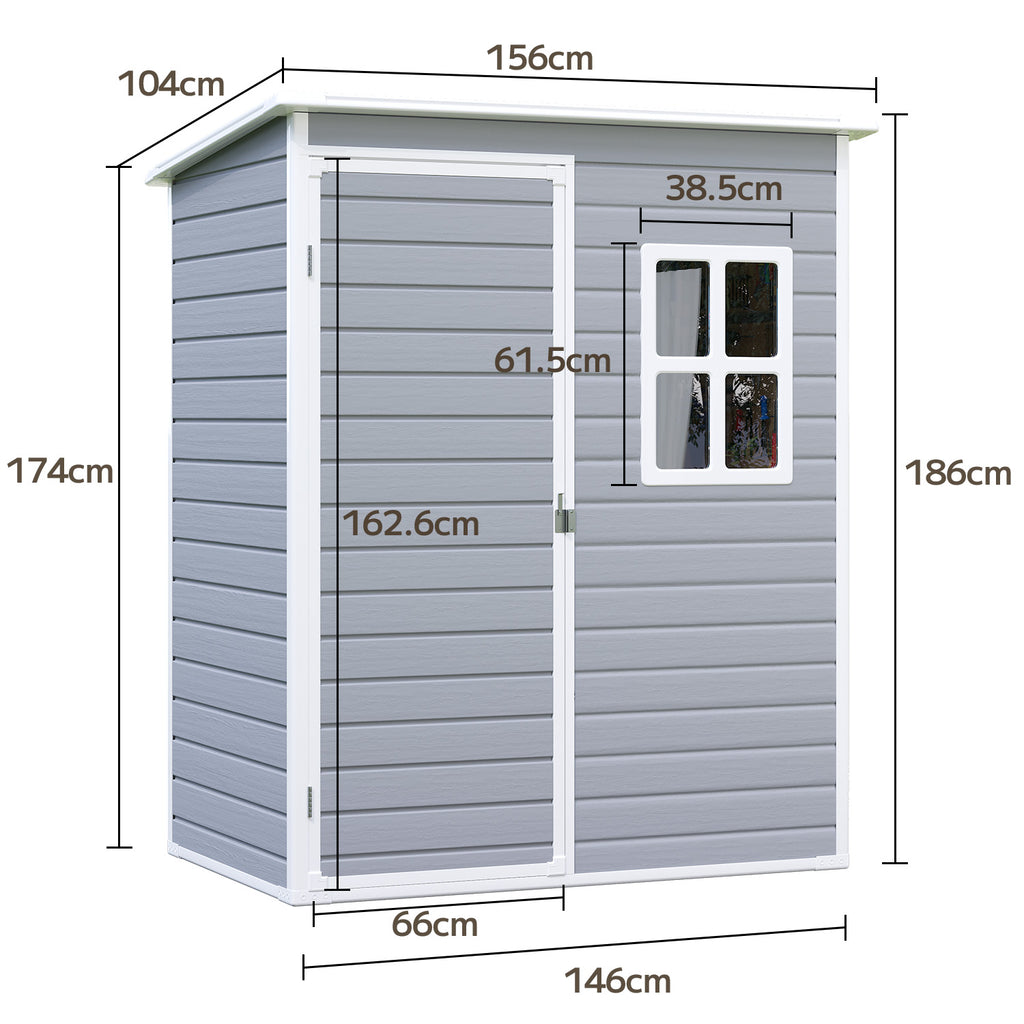 Bealife CC72 Metall Geräteschuppen mit festem Boden  & Fenstern - 146×104 ×186 cm, wetterfest für Garte Geräte