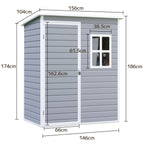Bealife CC72 Metall Geräteschuppen mit festem Boden  & Fenstern - 146×104 ×186 cm, wetterfest für Garte Geräte