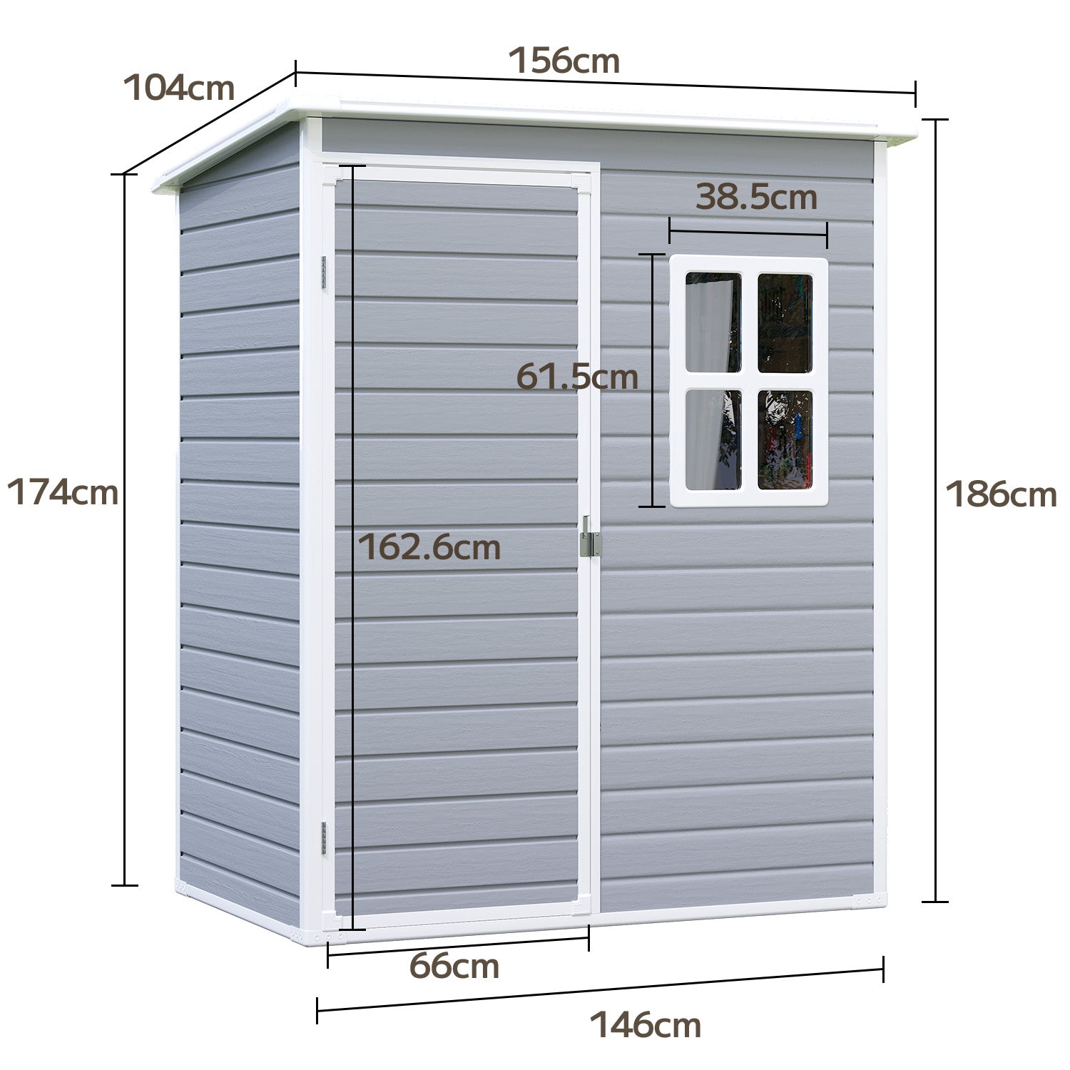Bealife CC72 Metall Geräteschuppen mit festem Boden  & Fenstern - 146×104 ×186 cm, wetterfest für Garte Geräte