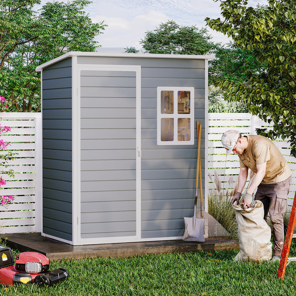 Bealife CC72 Metall Geräteschuppen mit festem Boden  & Fenstern - 146×104 ×186 cm, wetterfest für Garte Geräte