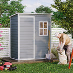 Bealife CC72 Metall Geräteschuppen mit festem Boden  & Fenstern - 146×104 ×186 cm, wetterfest für Garte Geräte