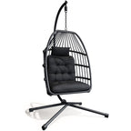 Bealife CD01 Eiförmiger Rattan-Hängesessel 2m inkl. Sitzkissen Für Terrasse, Garten & Balkon