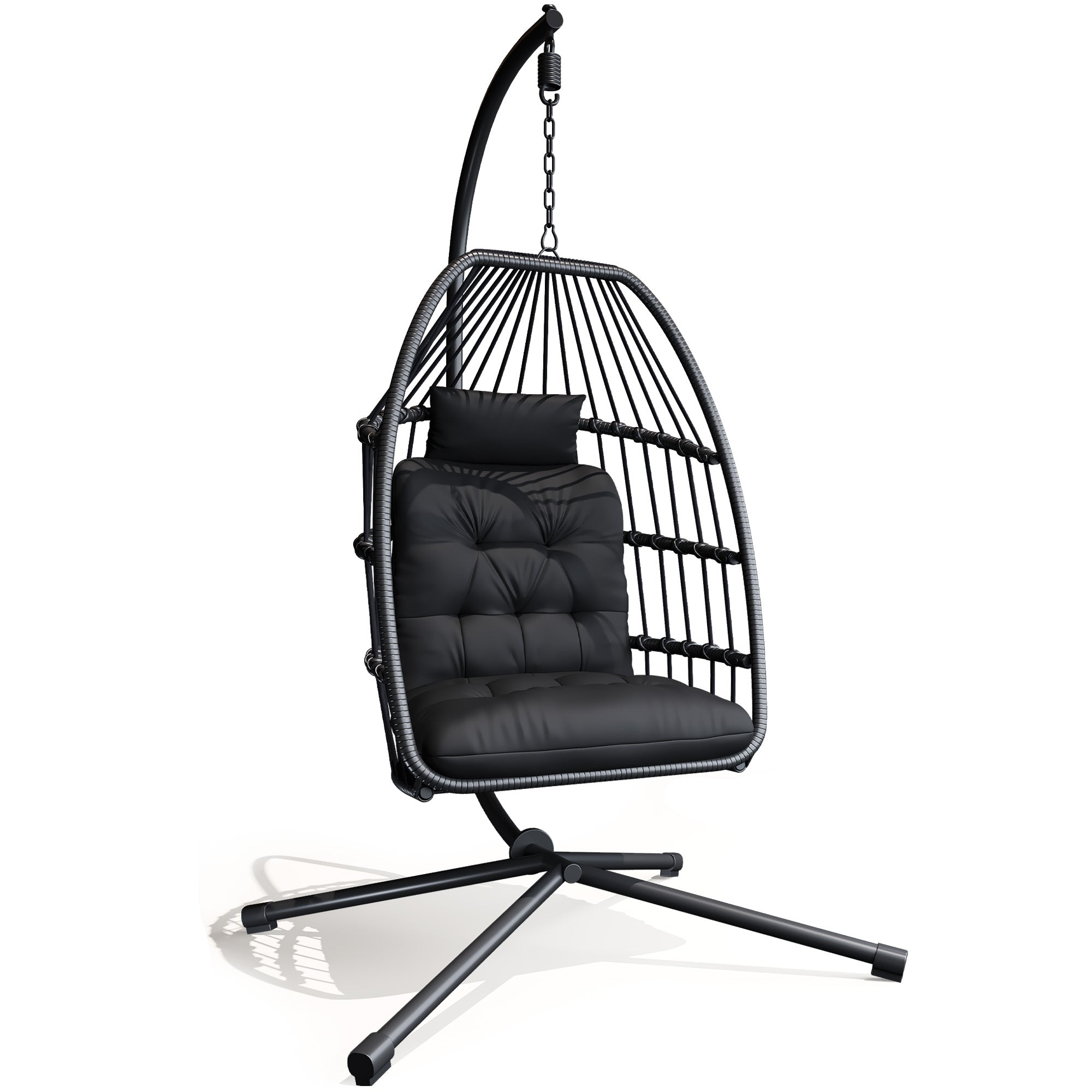 Bealife CD01 Eiförmiger Rattan-Hängesessel 2m inkl. Sitzkissen Für Terrasse, Garten & Balkon