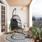 Bealife CD01 Eiförmiger Rattan-Hängesessel 2m inkl. Sitzkissen Für Terrasse, Garten & Balkon