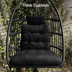 Bealife CD01 Eiförmiger Rattan-Hängesessel 2m inkl. Sitzkissen Für Terrasse, Garten & Balkon