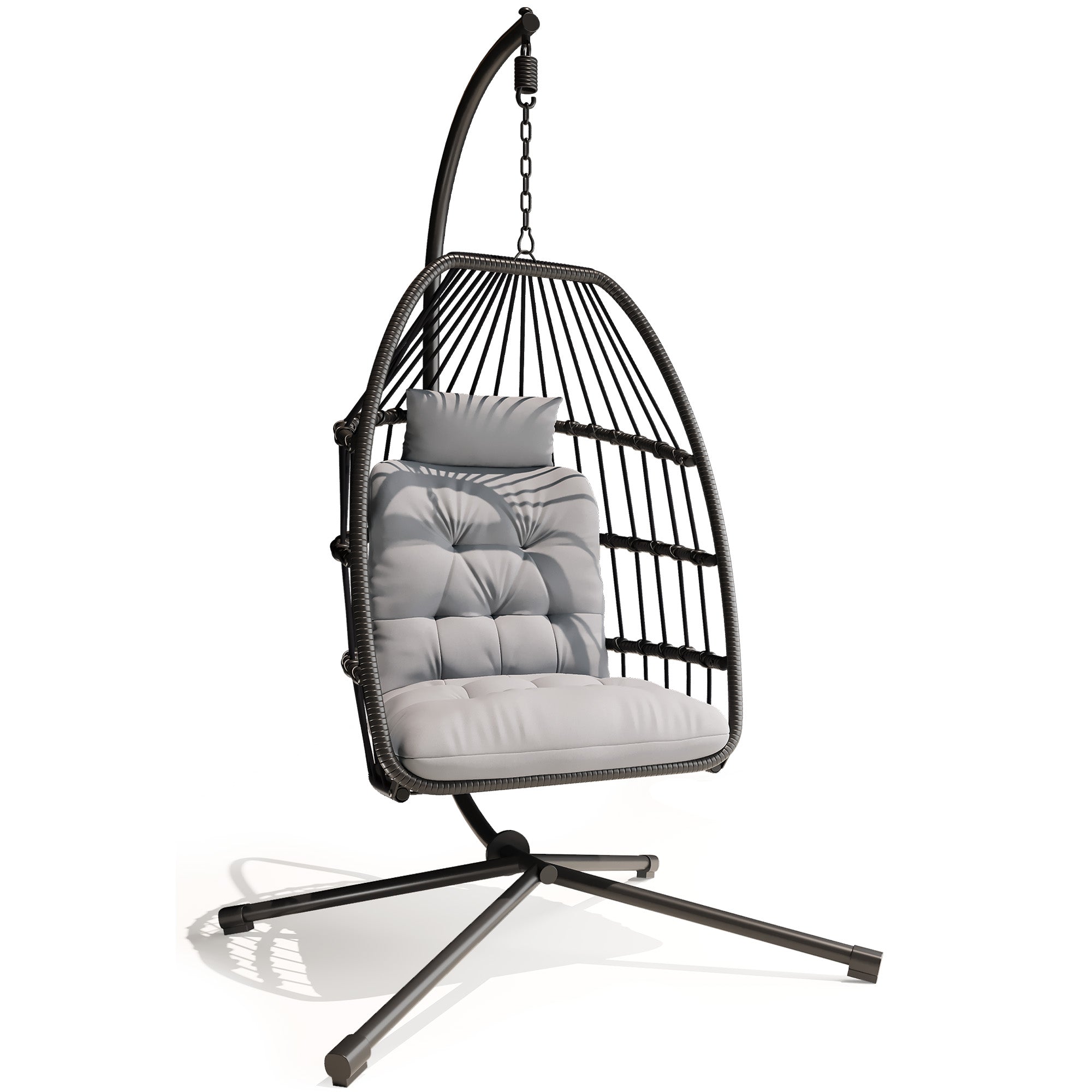 Bealife CD01 Eiförmiger Rattan-Hängesessel 2m inkl. Sitzkissen Für Terrasse, Garten & Balkon