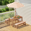 Bealife EB02 Kinder Gartenmöbel-Set 4 tlg., gestreiften Sonnenschirm und 2 Bänken für Terrassen, Balkone und Pools