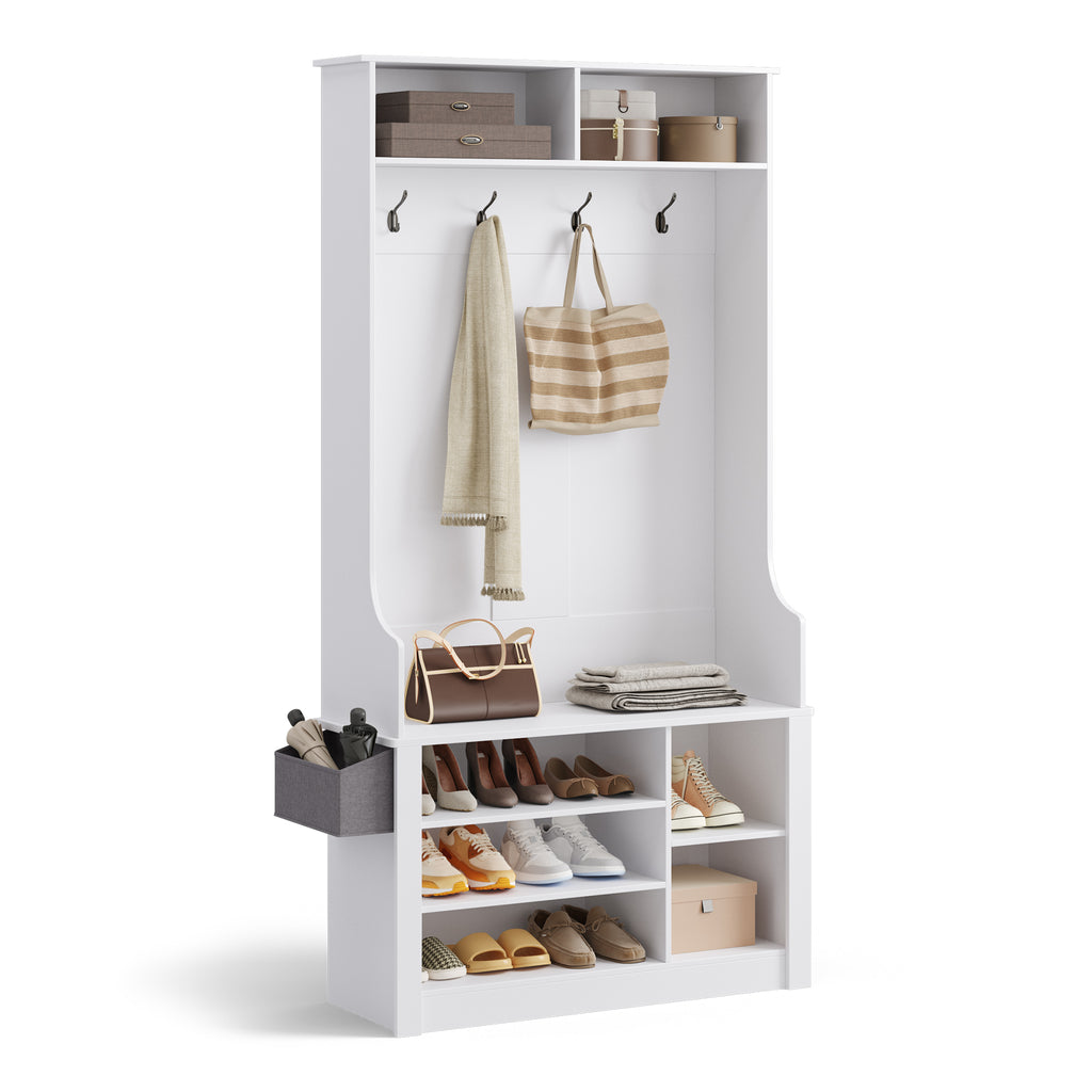 Bealife FS29 Garderobenschrank für den Flur, mit Kleiderhaken, Schuhregal und offenen Fächern