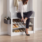 Bealife FS29 Garderobenschrank für den Flur, mit Kleiderhaken, Schuhregal und offenen Fächern