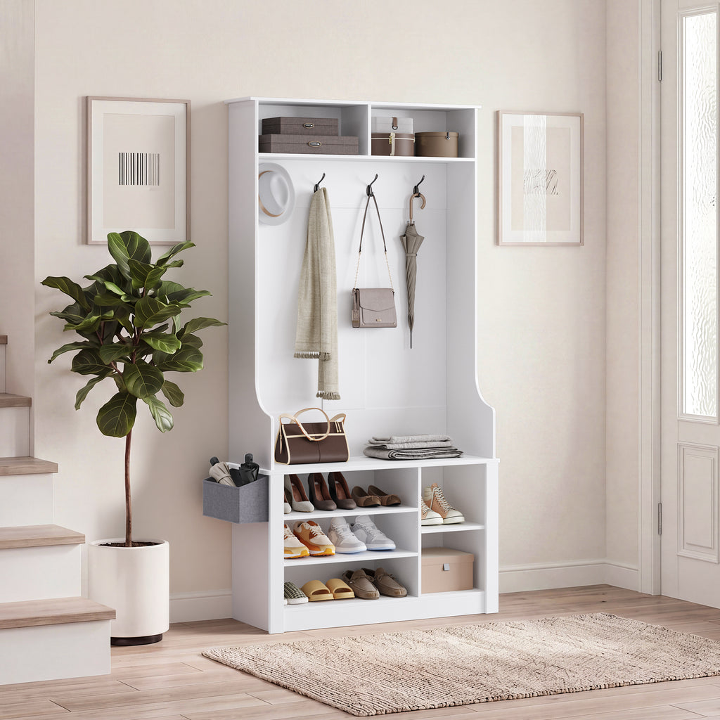 Bealife FS29 Garderobenschrank für den Flur, mit Kleiderhaken, Schuhregal und offenen Fächern
