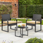 Bealife WR212 Gartenmöbel-Sets, 3-teilig Garten Tisch-und-Stuhl Set für Entspannung im Fre