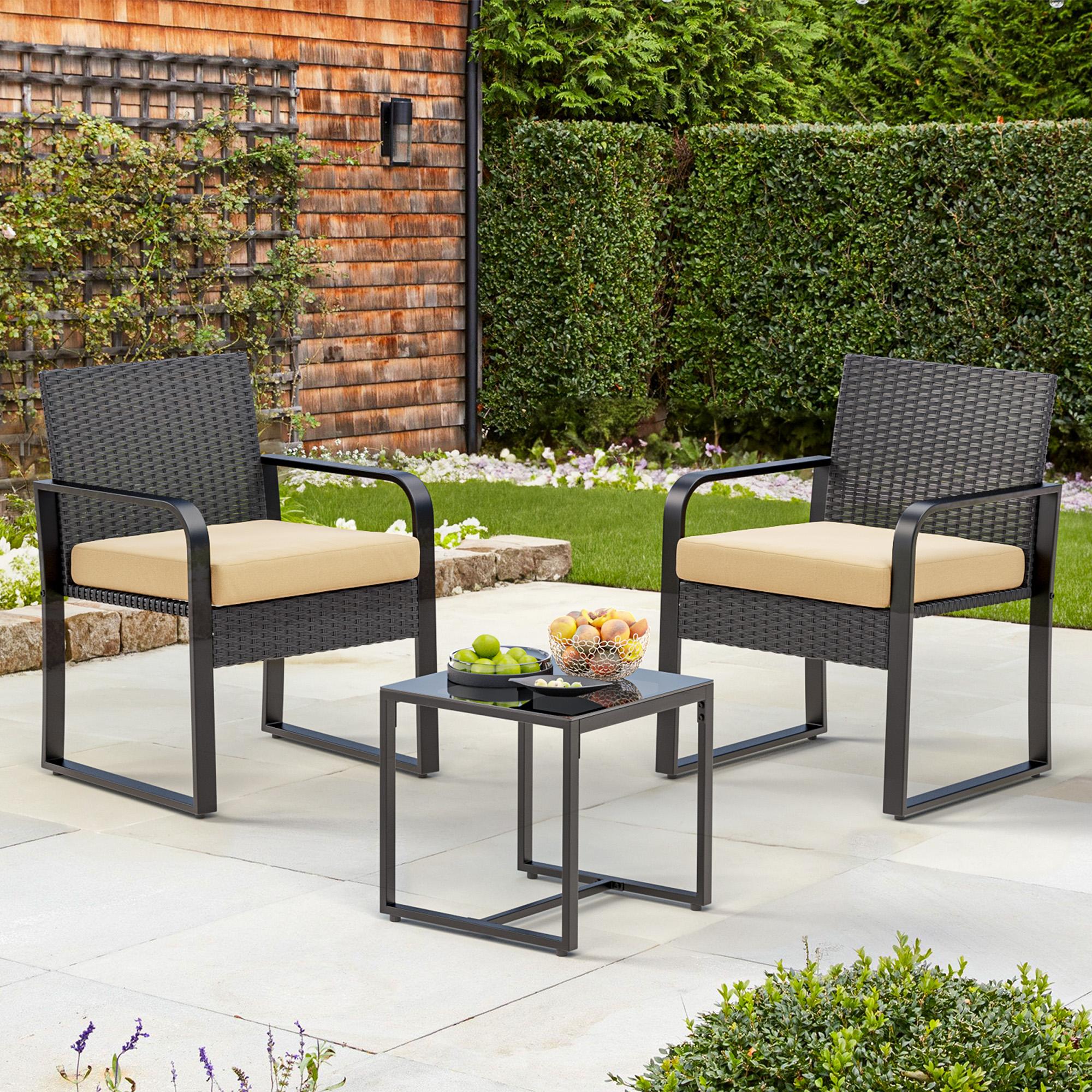 Bealife WR212 Gartenmöbel-Sets, 3-teilig Garten Tisch-und-Stuhl Set für Entspannung im Fre