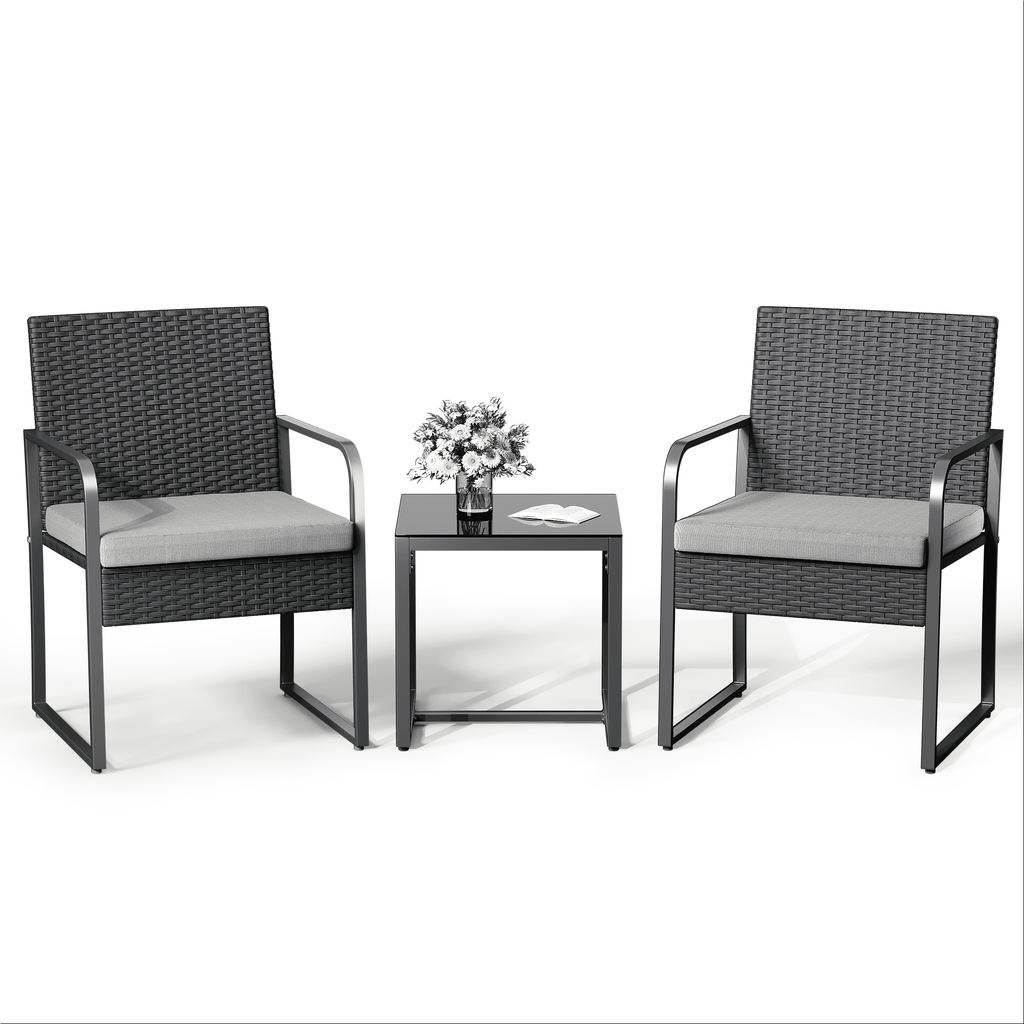 Bealife WR212 Gartenmöbel-Sets, 3-teilig Garten Tisch-und-Stuhl Set für Entspannung im Fre