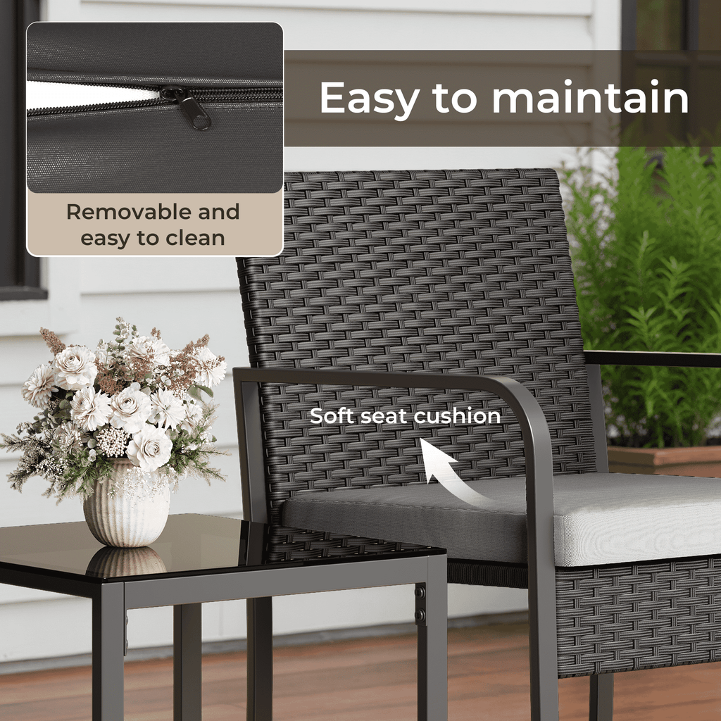 Bealife WR212 Gartenmöbel-Sets, 3-teilig Garten Tisch-und-Stuhl Set für Entspannung im Fre