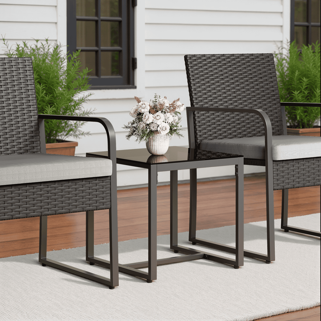 Bealife WR212 Gartenmöbel-Sets, 3-teilig Garten Tisch-und-Stuhl Set für Entspannung im Fre