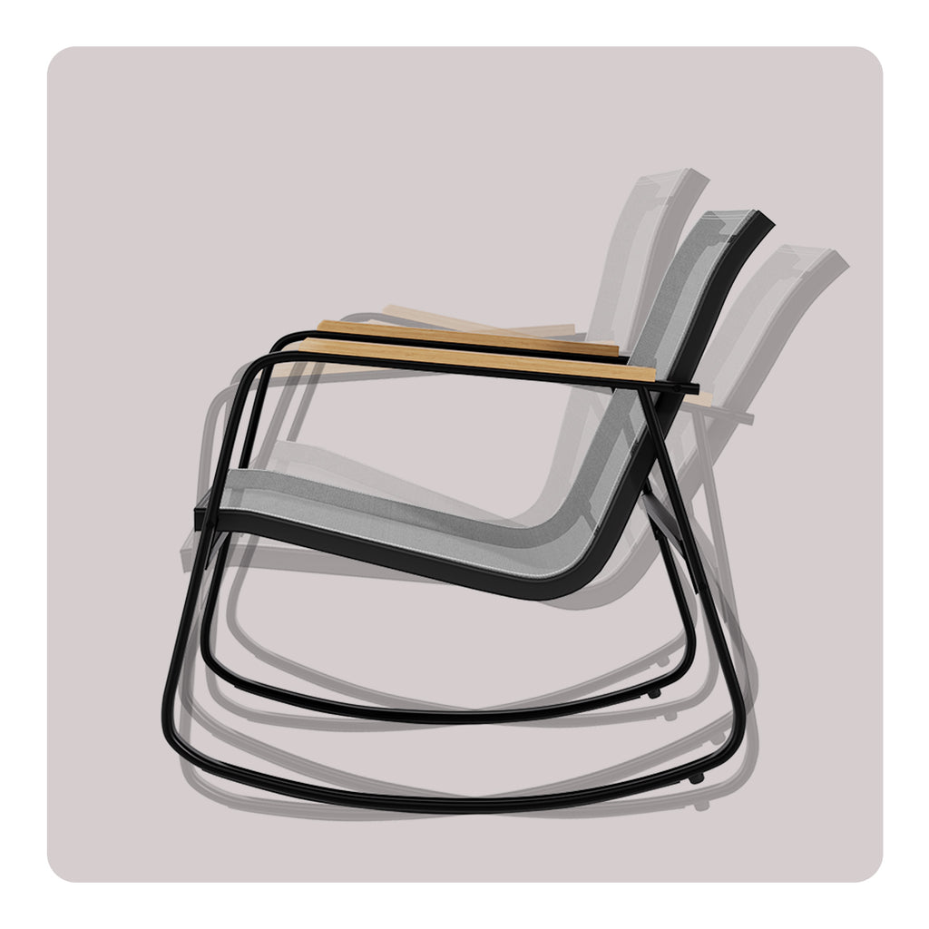 Bealife WR218 Gartenmöbel Set 3-teilig, 2 Schaukelstühle aus Mesh und 1 Glastisch für Balkonmöbel und Gartenlounge-Sets