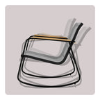 Bealife WR218 Gartenmöbel Set 3-teilig, 2 Schaukelstühle aus Mesh und 1 Glastisch für Balkonmöbel und Gartenlounge-Sets