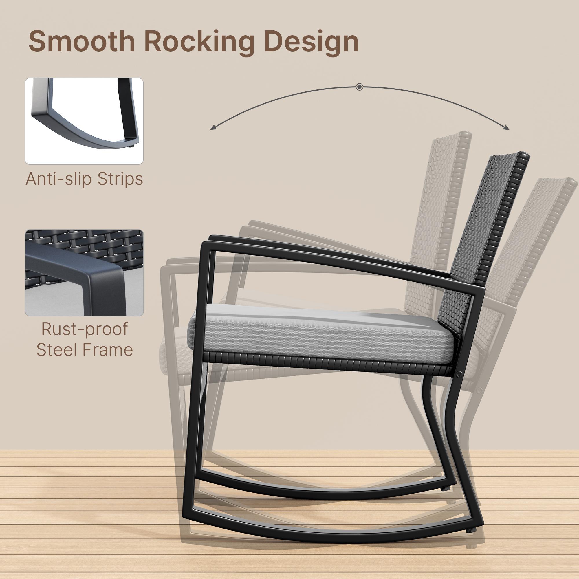 Bealife WR310 Gartenmöbel Set 4-teilig, 2 Schaukelstühle aus wasserfestem PE-Rattan und 1 Gartenbank, 1 Glastisch Für Terrasse & Balkon