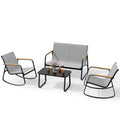 Bealife WR314 Gartenmöbel Set 4-teilig, 2 Schaukelstühle aus atmungsaktivem Mesh & 1 Glastisch, Wetterfeste Balkonmöbel für Terrasse, Balkon & Outdoor Bereich