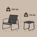 Bealife WR150 Gartenmöbel Sets, 3-teiliges Balkonset 2 Sessel und 1 Tisch für Garten, Terrasse