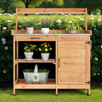 Bealife CC51 Multifunktionaler Gartenschrank mit Haken und Schublade, auch als Pflanztisch und Pflanzenregal verwendbar