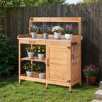 Bealife CC51 Multifunktionaler Gartenschrank mit Haken und Schublade, auch als Pflanztisch und Pflanzenregal verwendbar