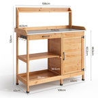 Bealife CC51 Multifunktionaler Gartenschrank mit Haken und Schublade, auch als Pflanztisch und Pflanzenregal verwendbar