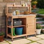 Bealife CC51 Multifunktionaler Gartenschrank mit Haken und Schublade, auch als Pflanztisch und Pflanzenregal verwendbar