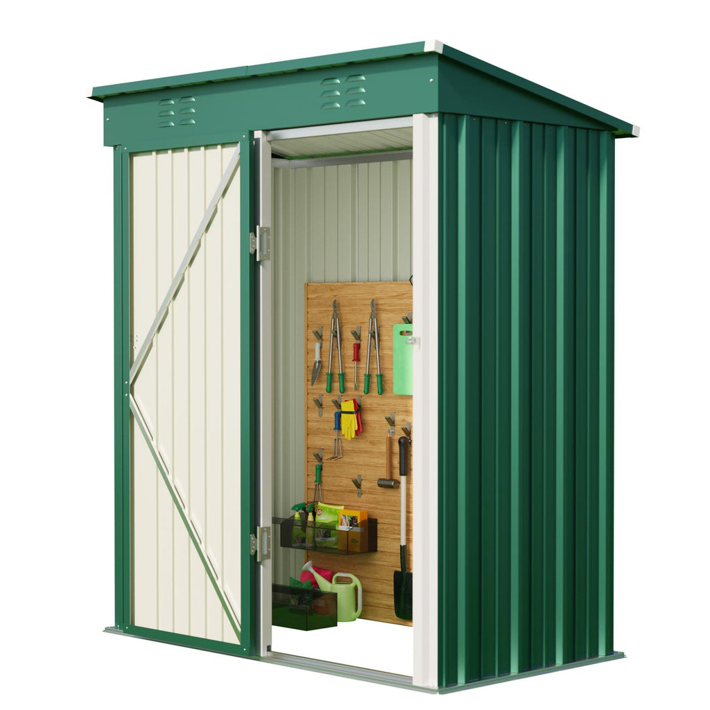 Bealife CC21 Metall Geräteschuppen mit schrägem Dach,  Wetterfester Gartenhaus für Gartenwerkzeug & Outdoor-Zubehör