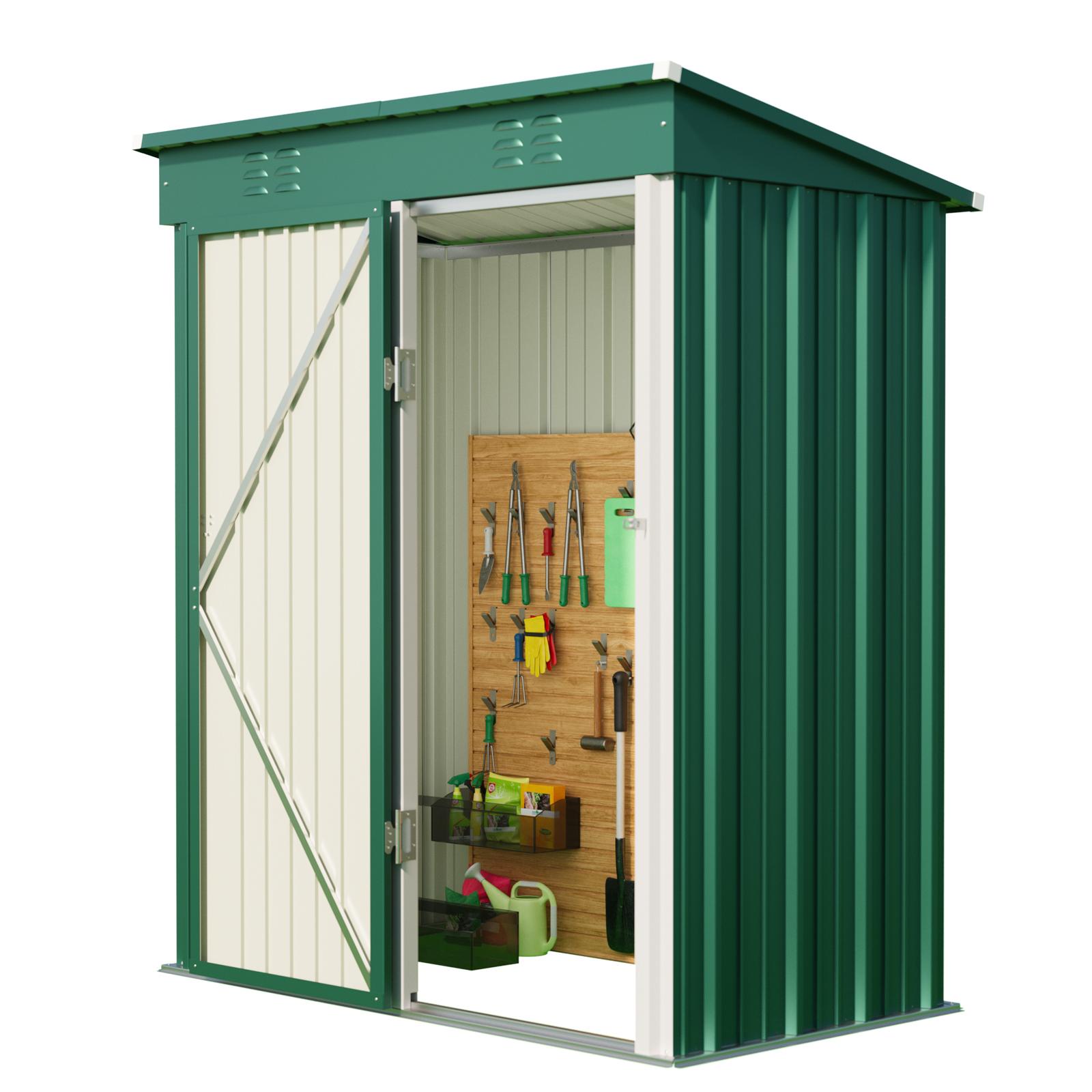 Bealife CC21 Metall Geräteschuppen mit schrägem Dach,  Wetterfester Gartenhaus für Gartenwerkzeug & Outdoor-Zubehör
