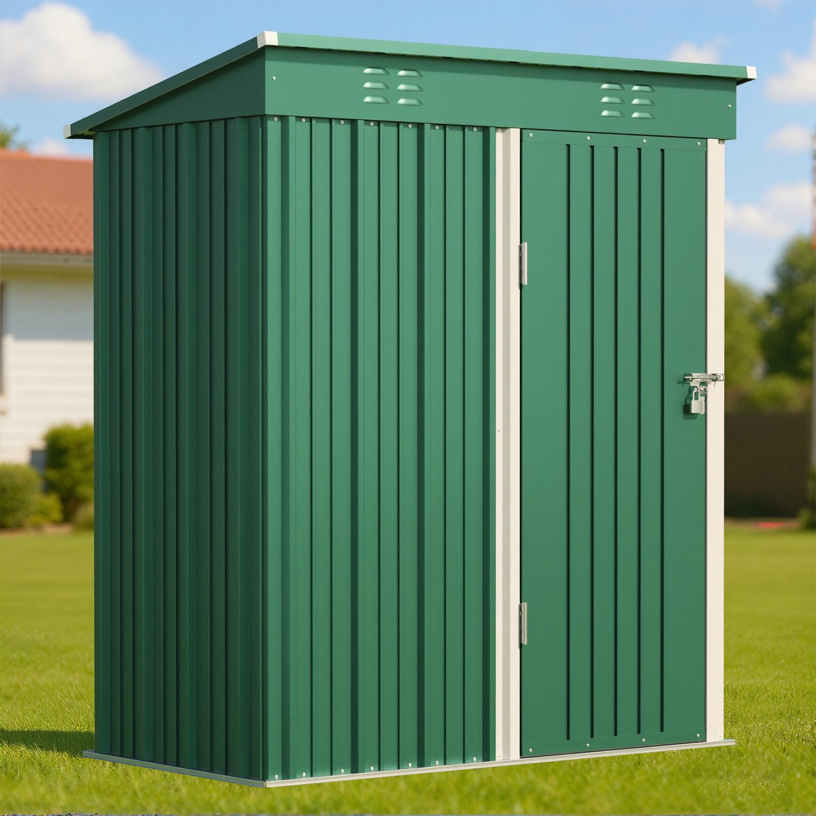 Bealife CC21 Metall Geräteschuppen mit schrägem Dach,  Wetterfester Gartenhaus für Gartenwerkzeug & Outdoor-Zubehör