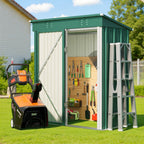 Bealife CC21 Metall Geräteschuppen mit schrägem Dach,  Wetterfester Gartenhaus für Gartenwerkzeug & Outdoor-Zubehör