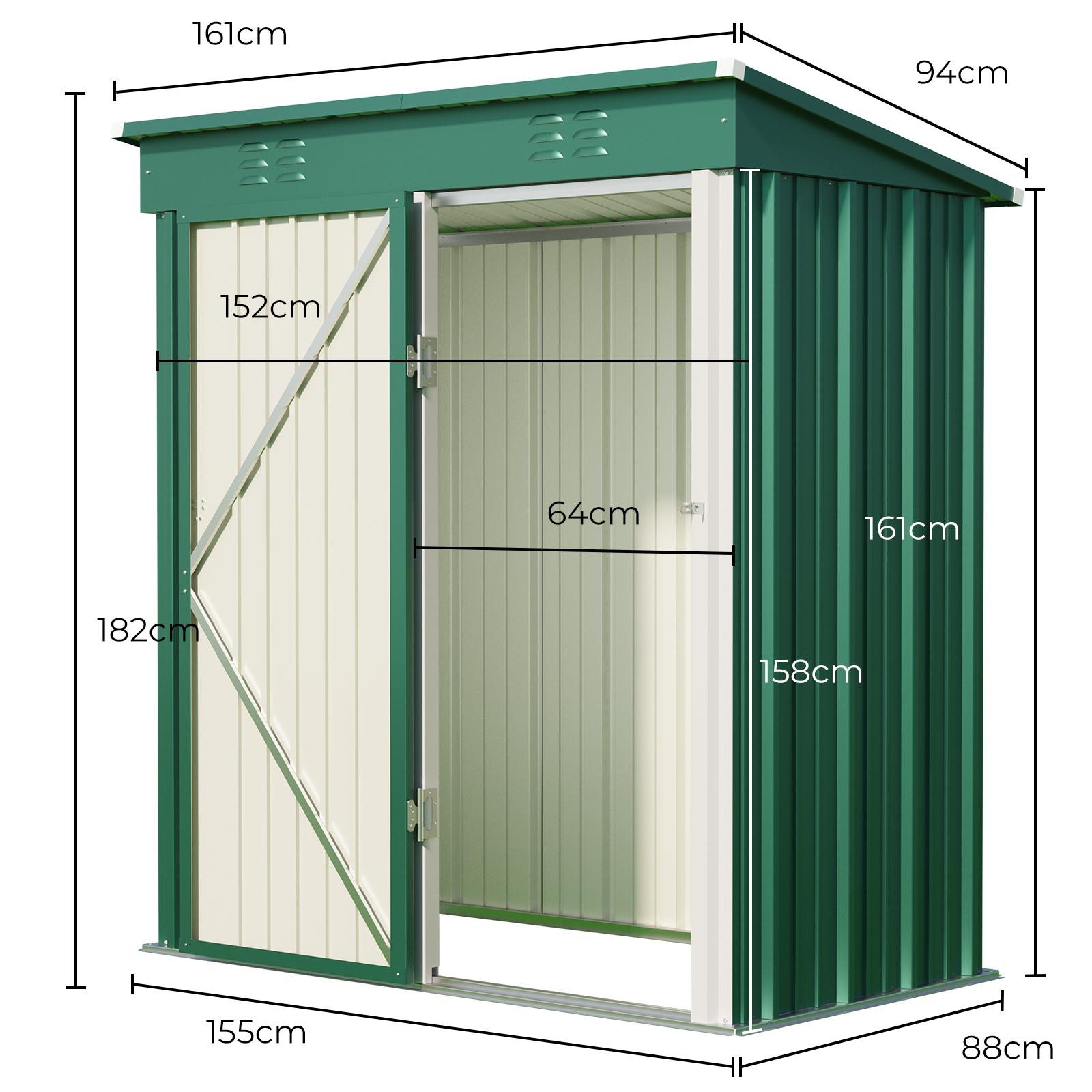 Bealife CC21 Metall Geräteschuppen mit schrägem Dach,  Wetterfester Gartenhaus für Gartenwerkzeug & Outdoor-Zubehör