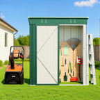 Bealife CC21 Metall Geräteschuppen mit schrägem Dach,  Wetterfester Gartenhaus für Gartenwerkzeug & Outdoor-Zubehör
