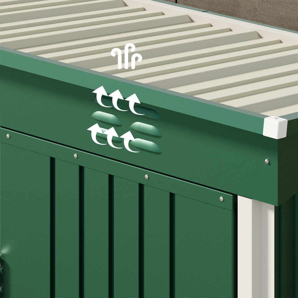 Bealife CC21 Metall Geräteschuppen mit schrägem Dach,  Wetterfester Gartenhaus für Gartenwerkzeug & Outdoor-Zubehör