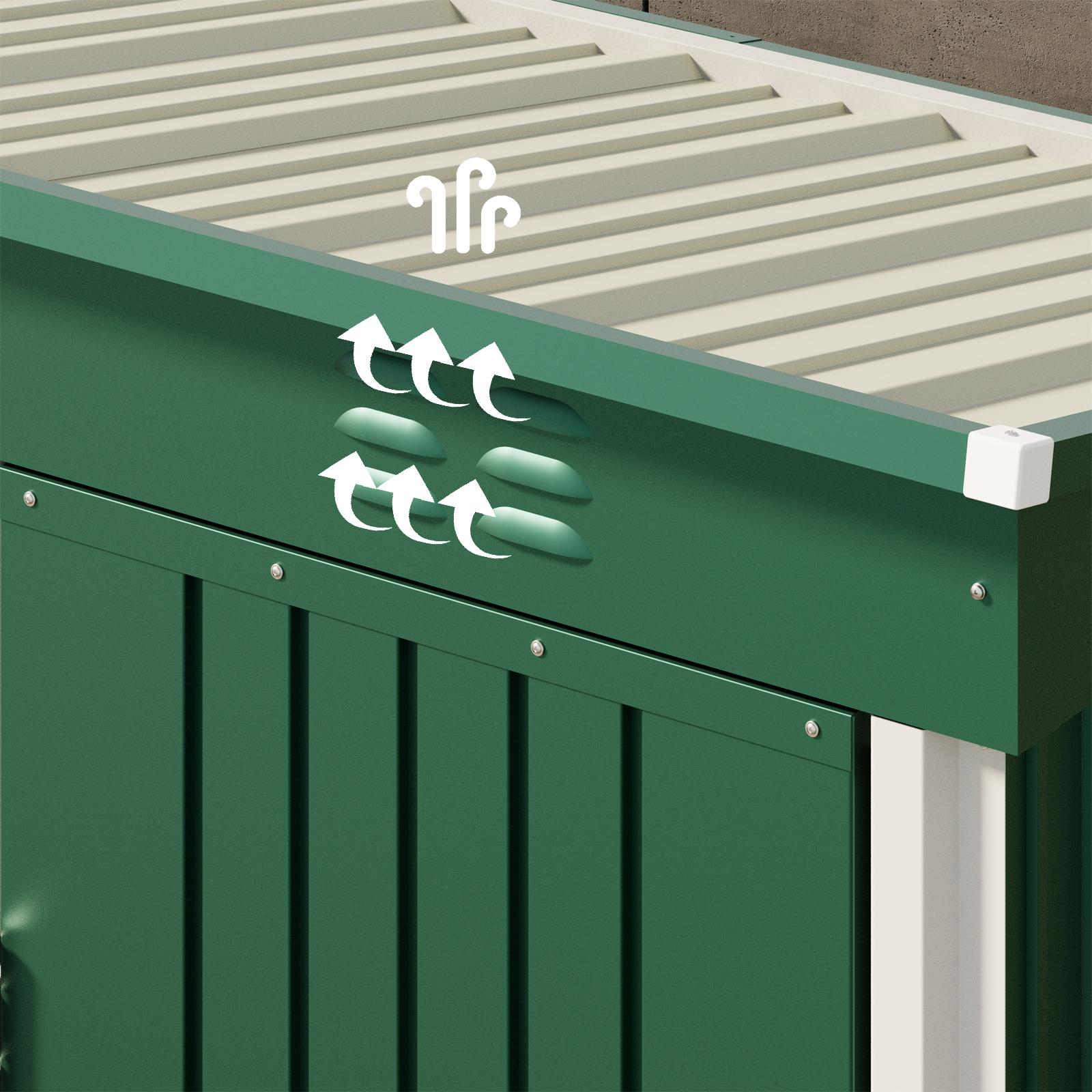 Bealife CC21 Metall Geräteschuppen mit schrägem Dach,  Wetterfester Gartenhaus für Gartenwerkzeug & Outdoor-Zubehör