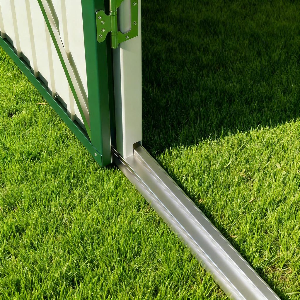 Bealife CC21 Metall Geräteschuppen mit schrägem Dach,  Wetterfester Gartenhaus für Gartenwerkzeug & Outdoor-Zubehör