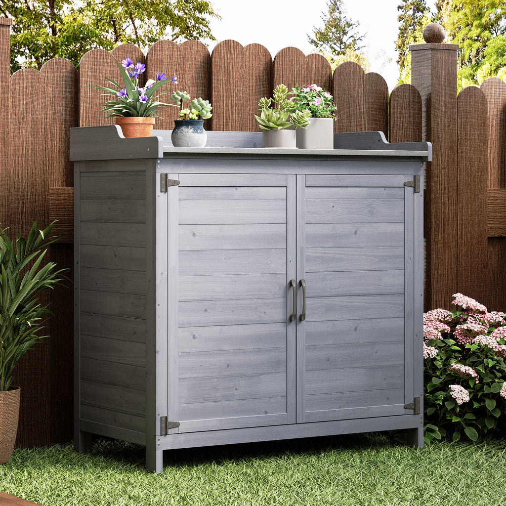 Bealife CC50 Gartenschrank mit Unterschrank, Pflanztisch mit Arbeitsplatte und1 Bewegbarer Einlegeboden