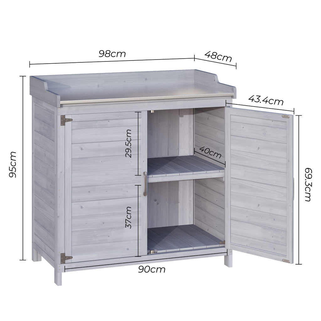 Bealife CC50 Gartenschrank mit Unterschrank, Pflanztisch mit Arbeitsplatte und1 Bewegbarer Einlegeboden