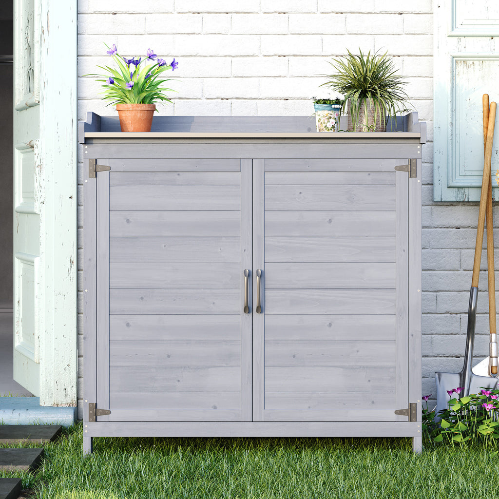 Bealife CC50 Gartenschrank mit Unterschrank, Pflanztisch mit Arbeitsplatte und1 Bewegbarer Einlegeboden