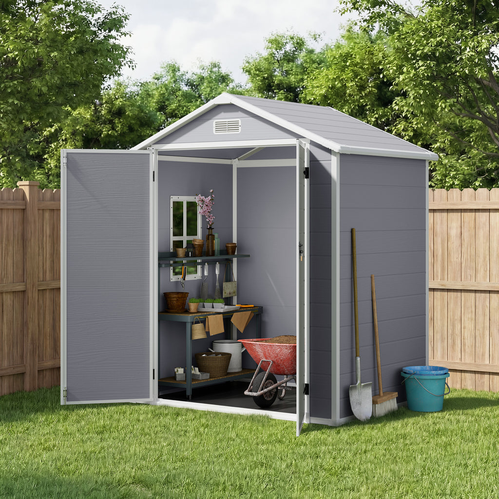 Bealife CC70 Gerätehäuser mit Verbreitertes Dreiecksdach, großem Stauraum Lagerschuppen im Freien, Gartenhaus für Hinterhof, Terrasse, Rasen