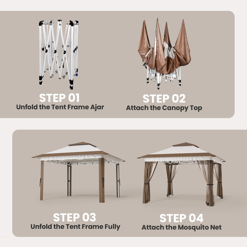 Bealife CT20 Pop-Up Pavillon Höhenverstellbar, Wasserdicht & UV-Schutz | 3.35x3.35m