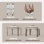 Bealife CT20 Pop-Up Pavillon Höhenverstellbar, Wasserdicht & UV-Schutz | 3.35x3.35m