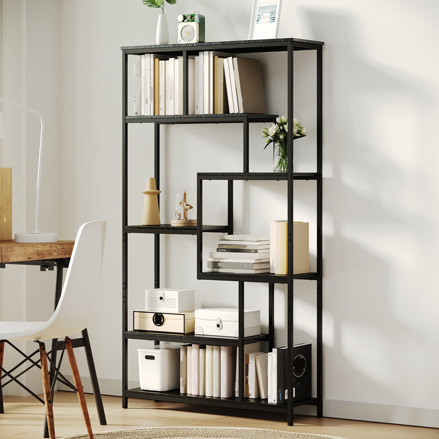 Bealife FS13 Bücherregal, Standregal mit 5-stöckiges bodenstehendes , offenes Bücherregal