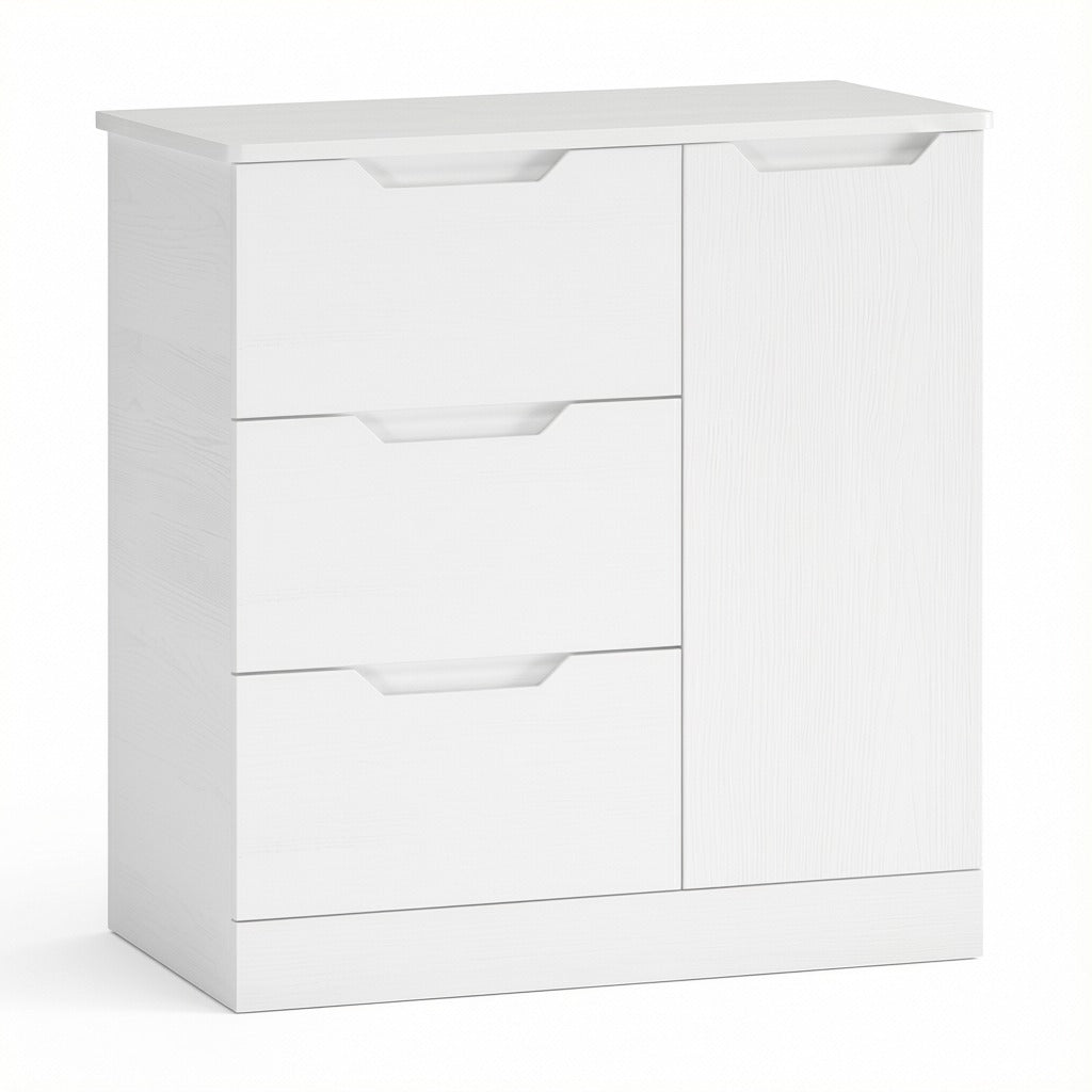Bealife AP114 Sideboards mit 1 Tür und 3 Schubladen, Kippsicherung & agnetverschluss für Bad, Flur & Schlafzimmer