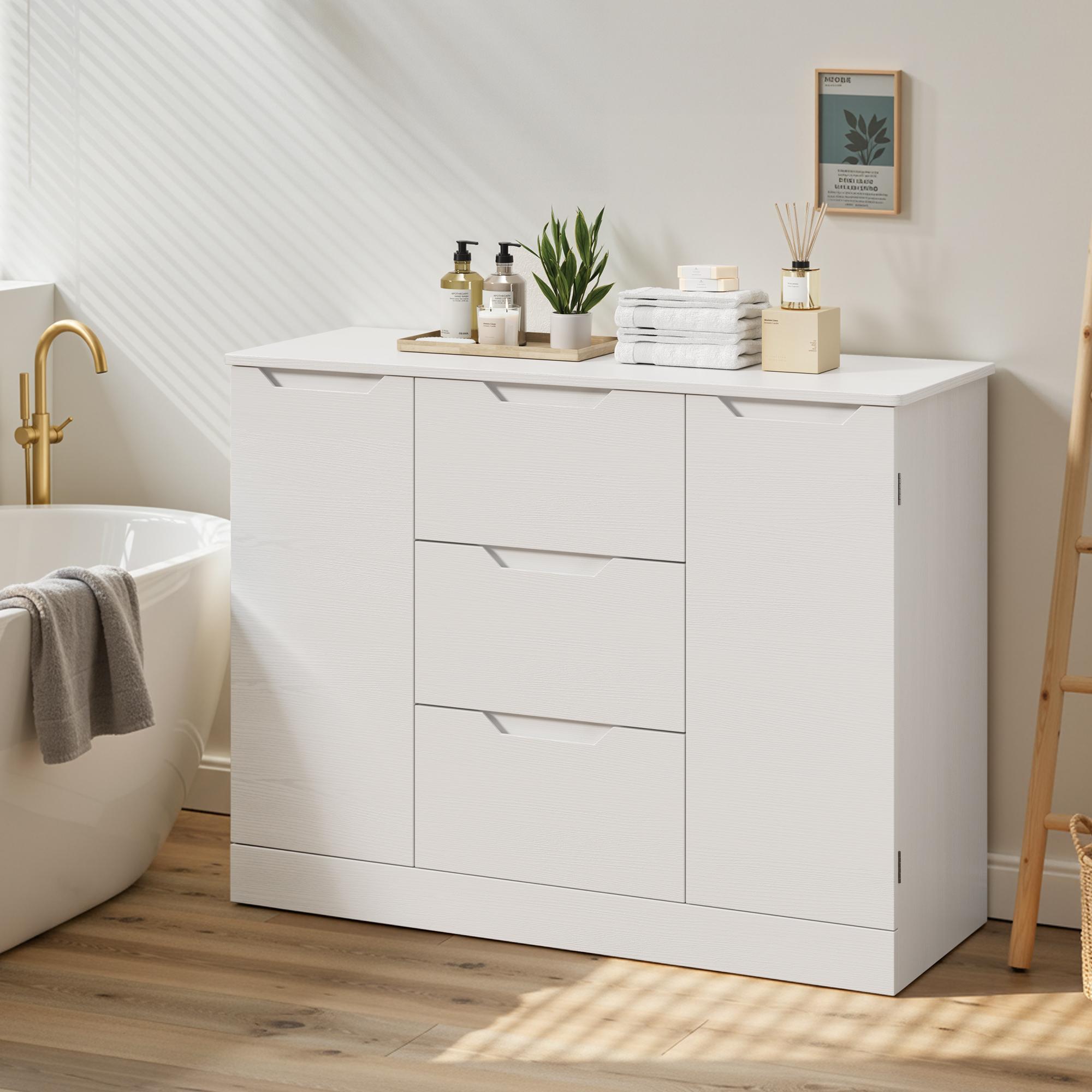 Bealife AP115 Sideboards mit 2 Türen und 3 Schubladen, viel Stauraum, wasserfest und kippsicher für geräumige Wohnzimmer und Badezimmer