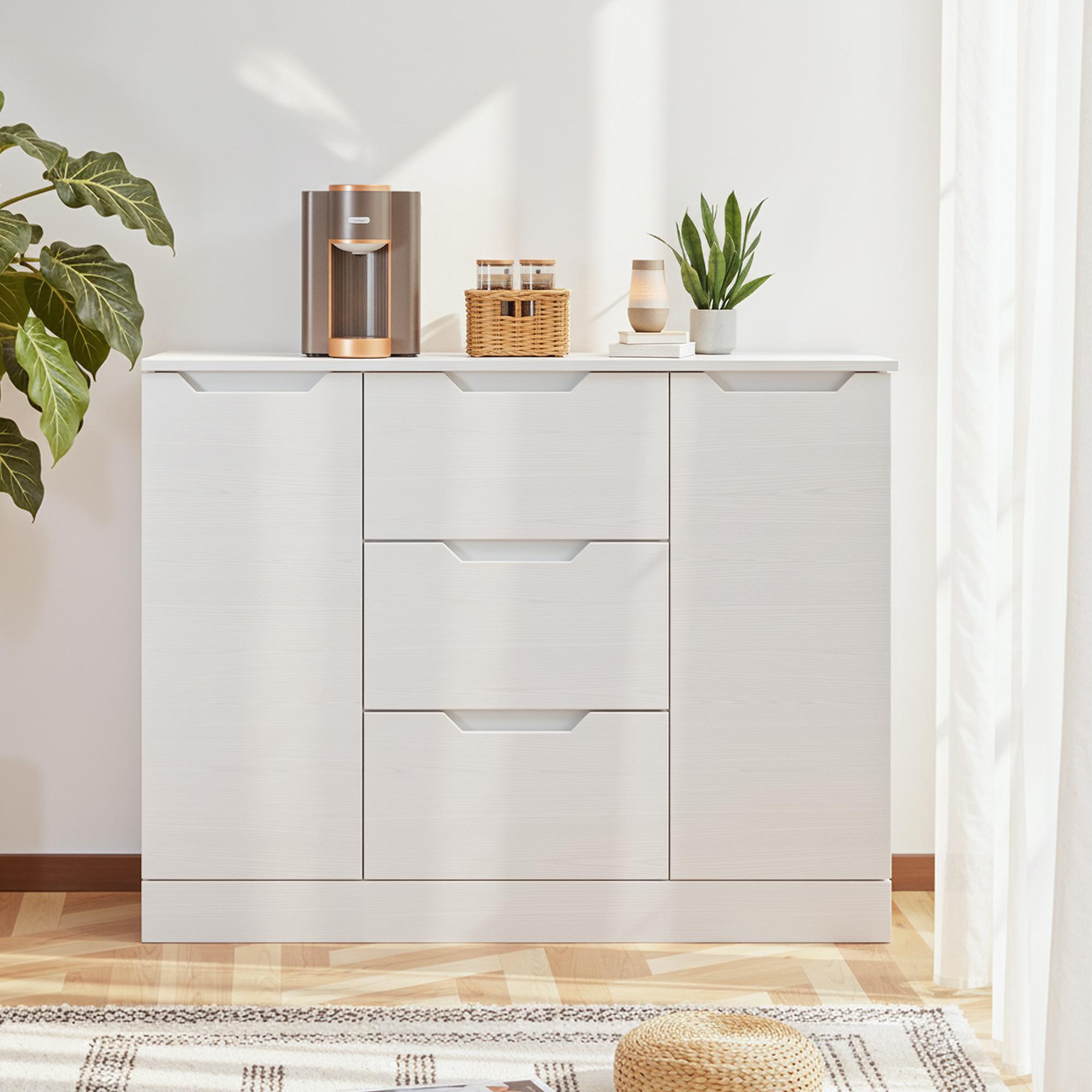Bealife AP115 Sideboards mit 2 Türen und 3 Schubladen, viel Stauraum, wasserfest und kippsicher für geräumige Wohnzimmer und Badezimmer